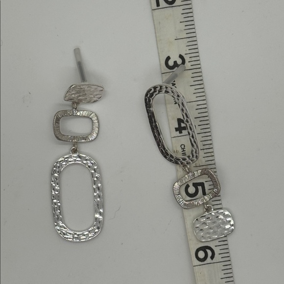 NWOT, Silver-tone Geometric Dangle Earrings - Picture 4 of 4